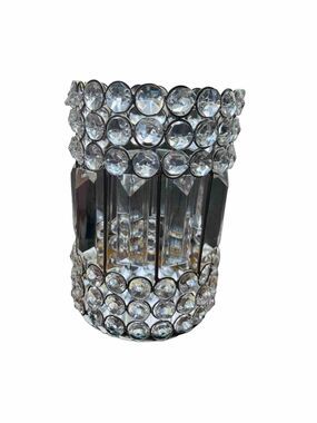 American Style Clear Silver Glass Crystal Votive Holder Decorative Candle 7" New